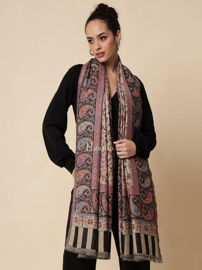 Pashtush India Womens Shawls Pashtush Womens Ethnic Shawl, Faux Pashmina, Soft And Warm, Beige