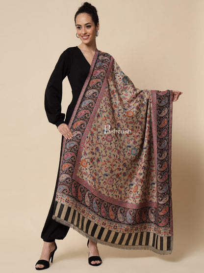 Pashtush India Womens Shawls Pashtush Womens Ethnic Shawl, Faux Pashmina, Soft And Warm, Beige