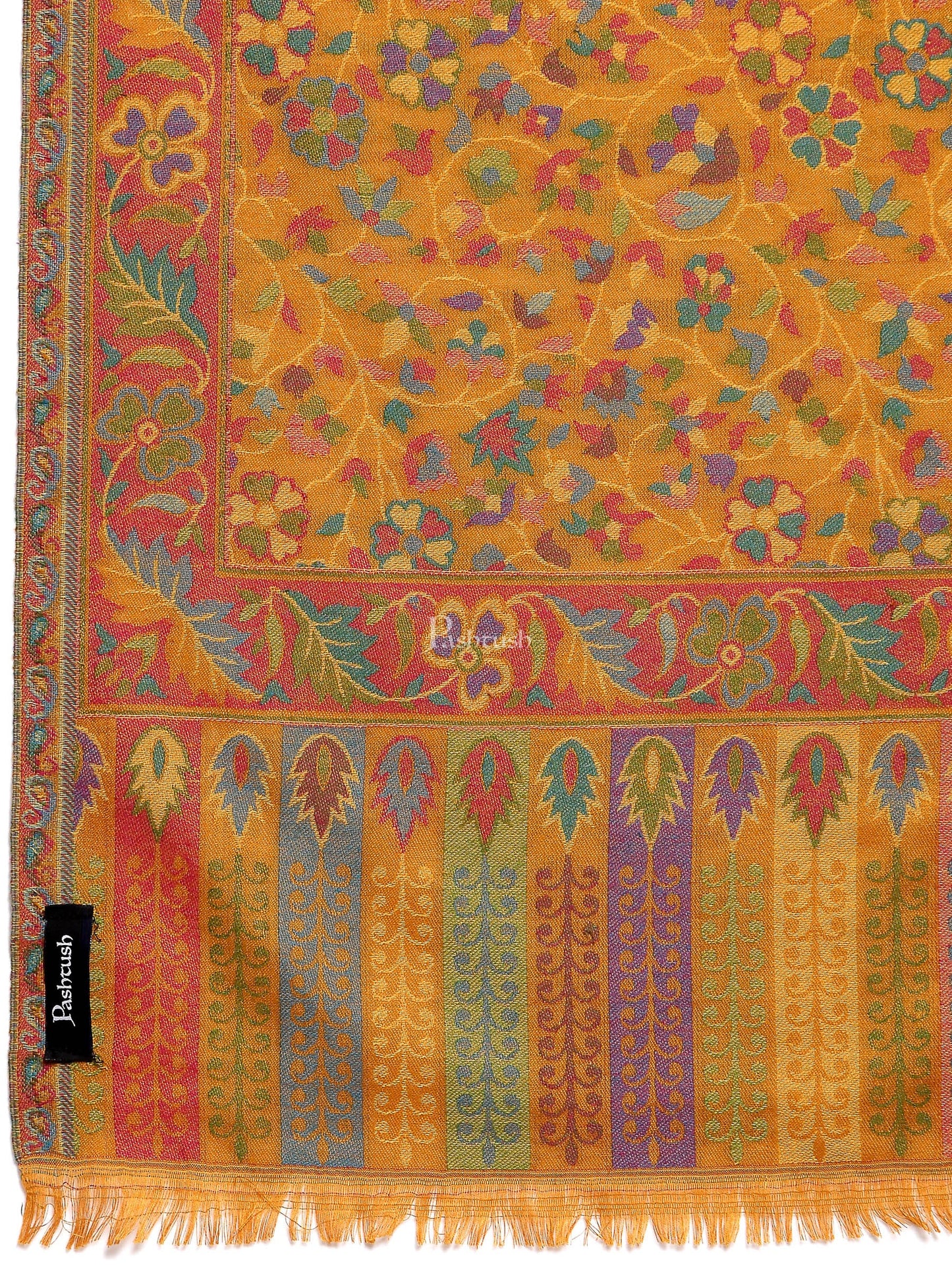 Pashtush India Womens Shawls Pashtush Womens Ethnic Shawl, Faux Pashmina, Soft And Warm, Mustard