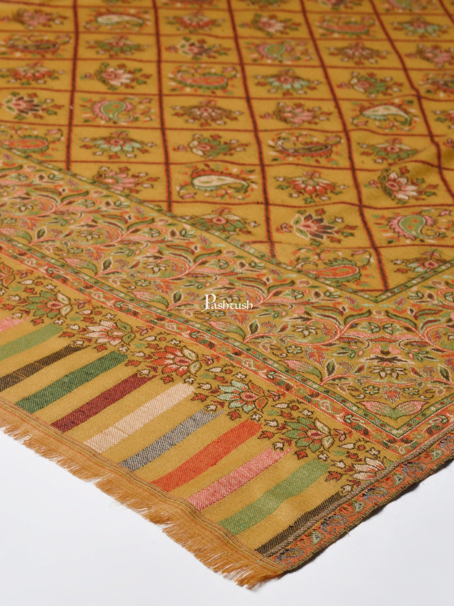 Pashtush India Womens Shawls Pashtush Womens Ethnic Shawl, Faux Pashmina, Soft And Warm, Mustard