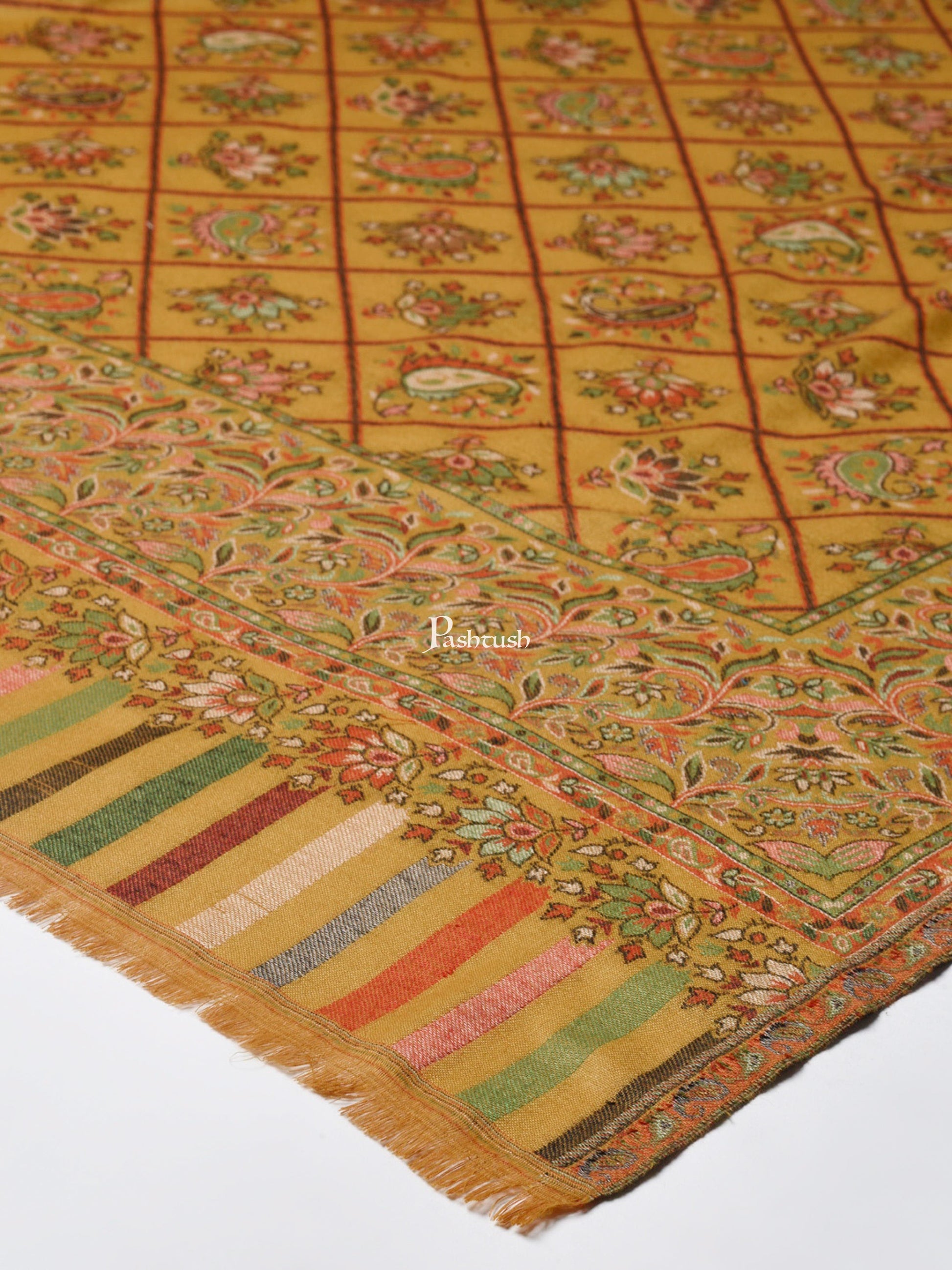 Pashtush India Womens Shawls Pashtush Womens Ethnic Shawl, Faux Pashmina, Soft And Warm, Mustard