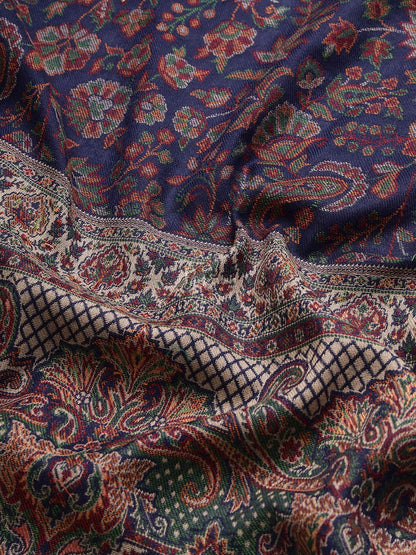 Pashtush India Womens Shawls Pashtush Womens Ethnic Weave Shawl, Faux Pashmina, Navy Blue