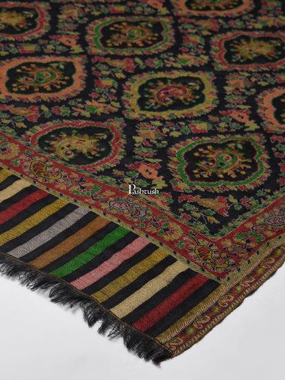 Pashtush India Womens Shawls Pashtush Womens Ethnic Weave Shawl, Pure Wool With Woolmark Certificate, Black