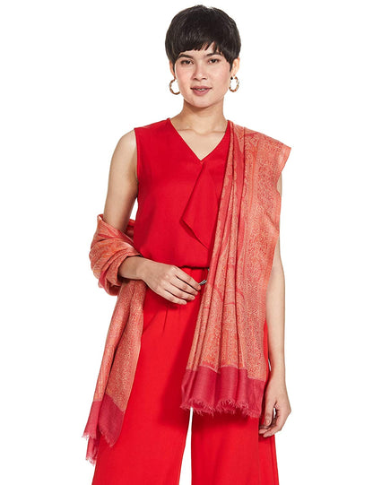 Pashtush India 100x200 Pashtush Womens Extra Fine Cashmere Wool Shawl, Ultra Light Weight, Jamawar Shawl