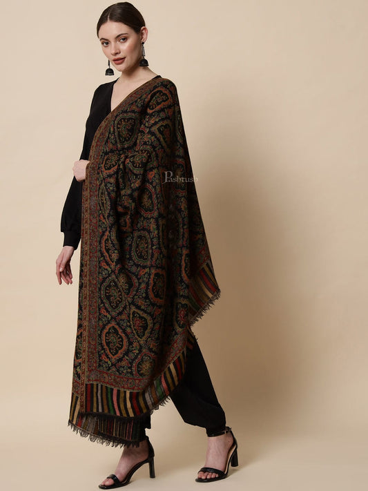Pashtush India Womens Shawls Pashtush Womens Extra Fine Ethnic Shawl, Pure Wool, Woolmark Certificate, Multicolour