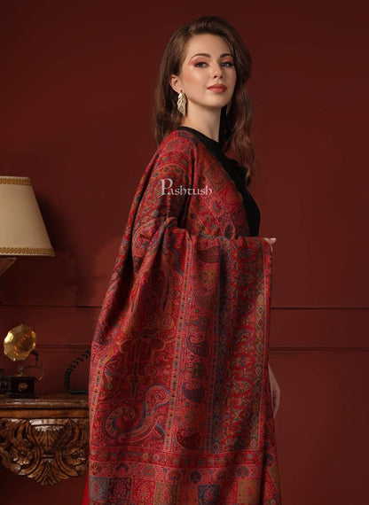 Pashtush India 100x200 Pashtush Womens Extra Fine Kaani Shawl, Pure Wool, Woolmark Certificate