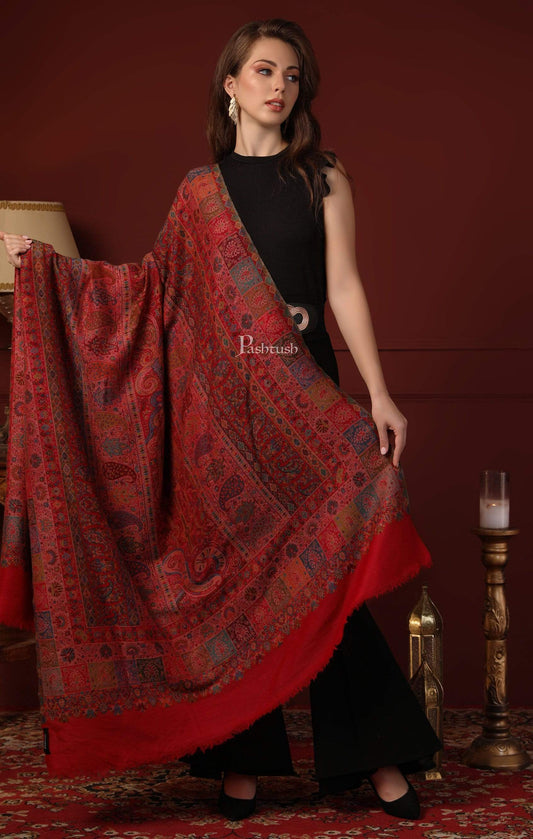 Pashtush India 100x200 Pashtush Womens Extra Fine Kaani Shawl, Pure Wool, Woolmark Certificate