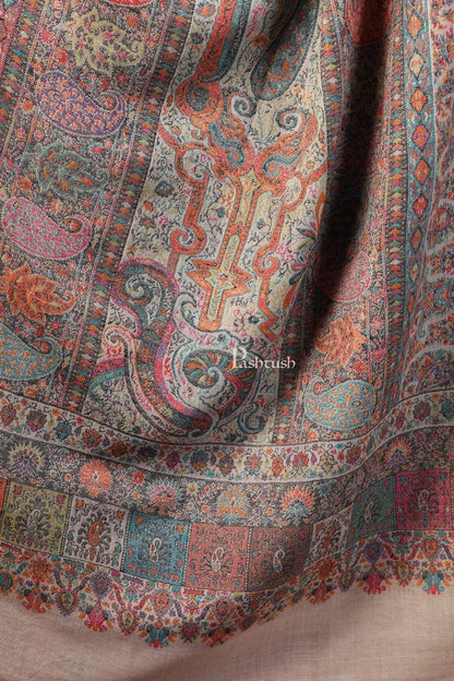 Pashtush India 100x200 Pashtush Womens Extra Fine Kaani Shawl, Pure Wool, Woolmark Certificate