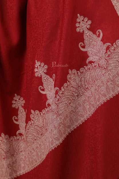Pashtush India 114x228 Pashtush Womens, Extra fine Palla Embroidery Shawl, with Tone on Tone Needlework, Soft and Warm