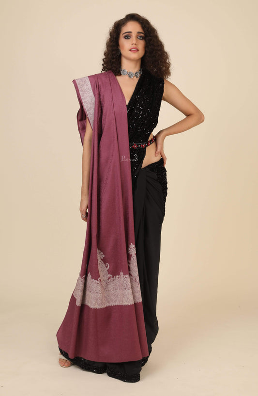 Pashtush India 114x228 Pashtush Womens, Extra fine Palla Embroidery Shawl, with Tone on Tone Needlework, Soft and Warm