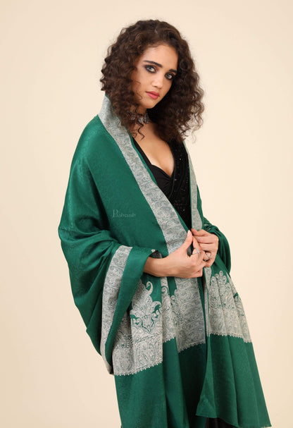 Pashtush India 114x228 Pashtush Womens, Extra fine Palla Embroidery Shawl, with Tone on Tone Needlework, Soft and Warm