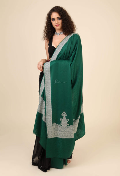 Pashtush India 114x228 Pashtush Womens, Extra fine Palla Embroidery Shawl, with Tone on Tone Needlework, Soft and Warm