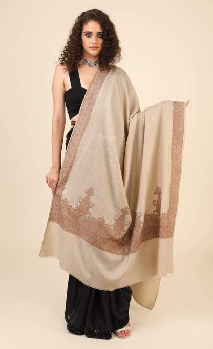 Pashtush India 114x228 Pashtush Womens, Extra fine Palla Embroidery Shawl, with Tone on Tone Needlework, Soft and Warm