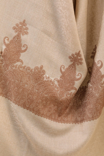 Pashtush India 114x228 Pashtush Womens, Extra fine Palla Embroidery Shawl, with Tone on Tone Needlework, Soft and Warm