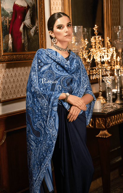Pashtush India Womens Stoles and Scarves Scarf Pashtush Womens Extra Fine Soft Bamboo Stole, Azure Blue