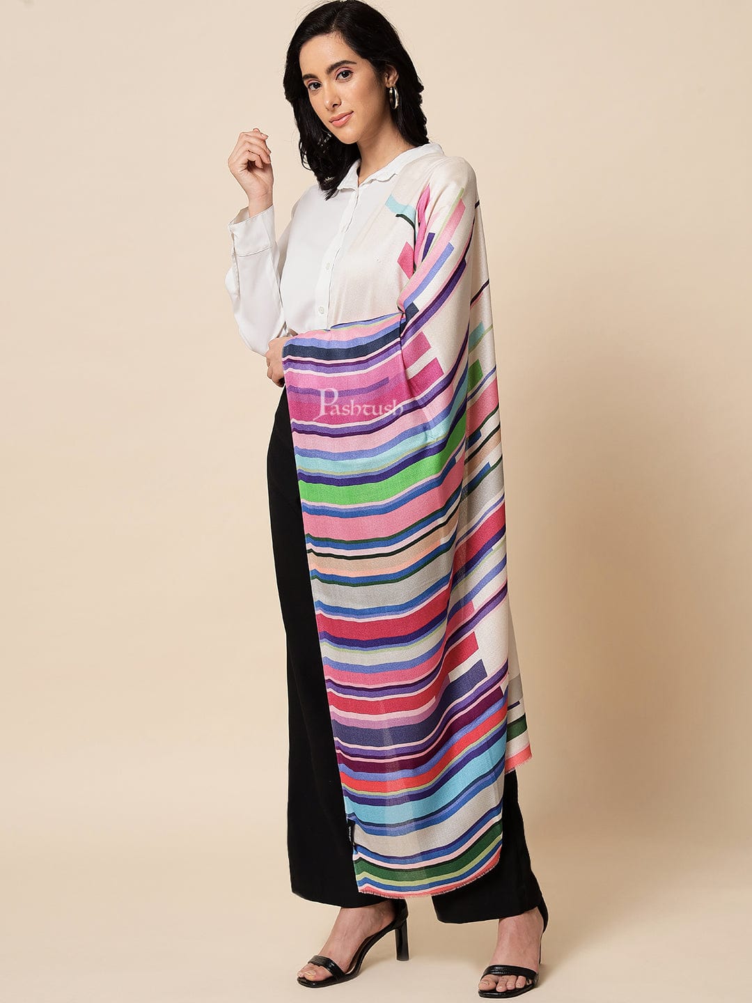 Pashtush India Womens Stoles and Scarves Scarf Pashtush Womens Extra Fine Soft Bamboo Stole, Multicolour
