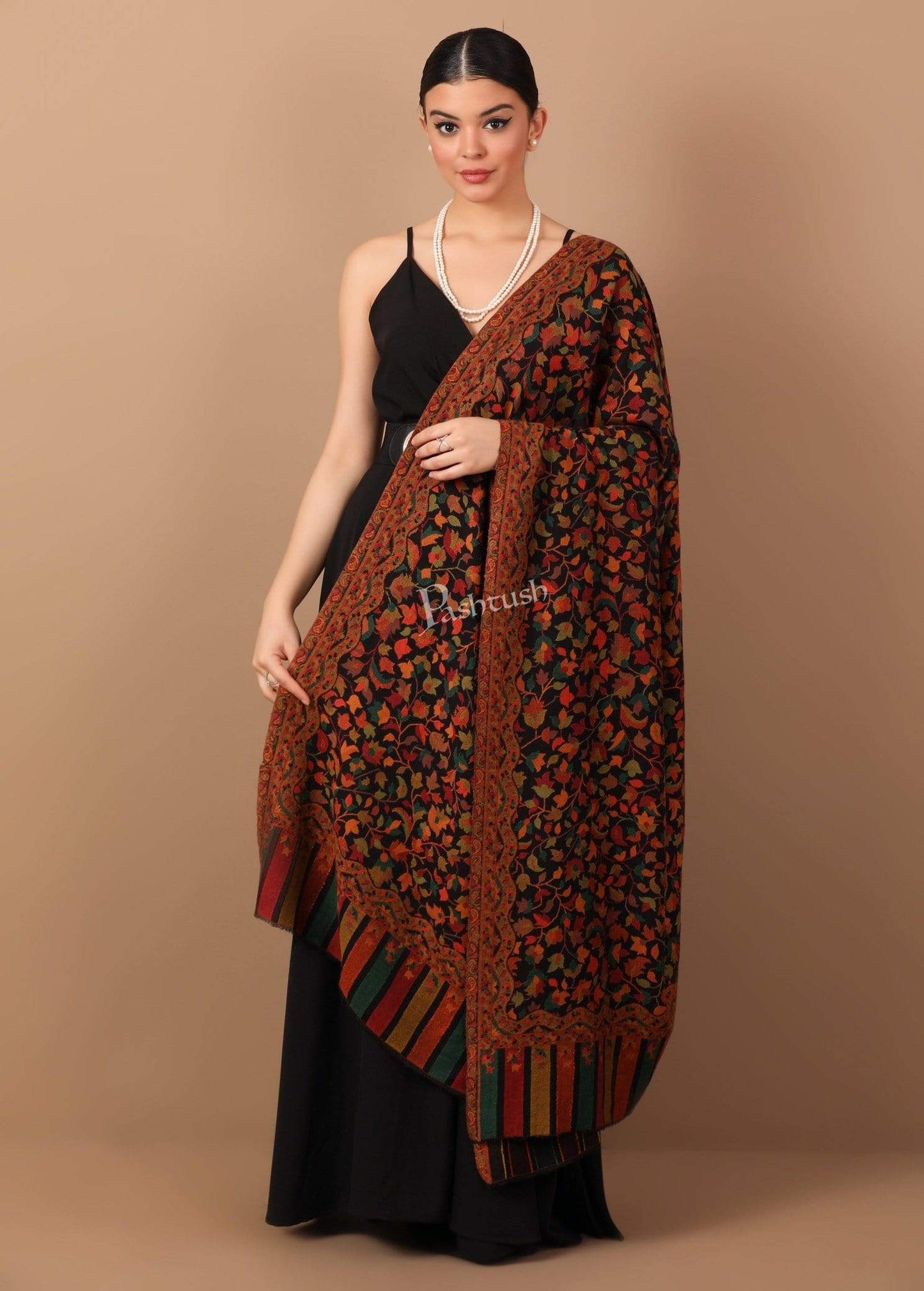 Pashtush Shawl Store Shawl Pashtush Womens Extra Fine Soft Kaani Weave Shawl, Rich Multicoloured