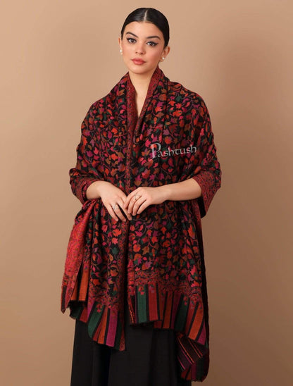 Pashtush India 100x200 Pashtush Womens Extra Fine Soft Kaani Weave Shawl, Fine Wool