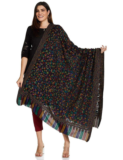 Pashtush India 100x200 Pashtush Womens Extra Fine Soft Kaani Weave Shawl, Fine Wool