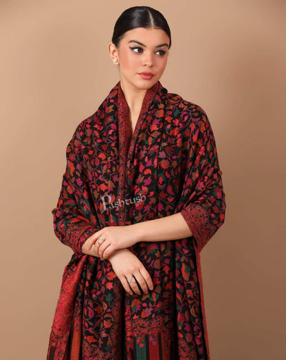 Pashtush India 100x200 Pashtush Womens Extra Fine Soft Kaani Weave Shawl, Fine Wool