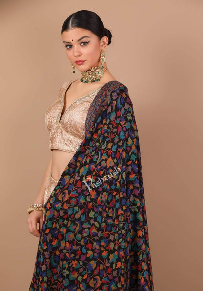 Pashtush India 100x200 Pashtush Womens Extra Fine Soft Kaani Weave Shawl, Fine Wool