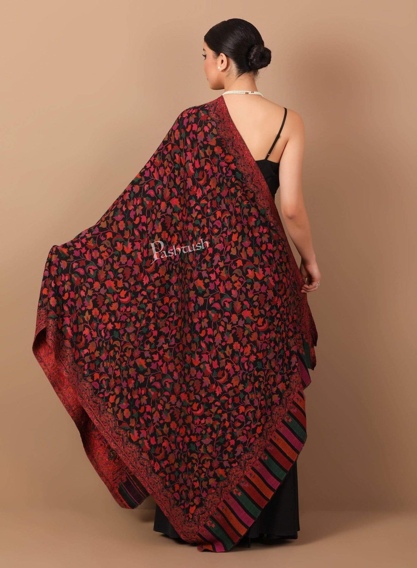 Pashtush India 100x200 Pashtush Womens Extra Fine Soft Kaani Weave Shawl, Fine Wool