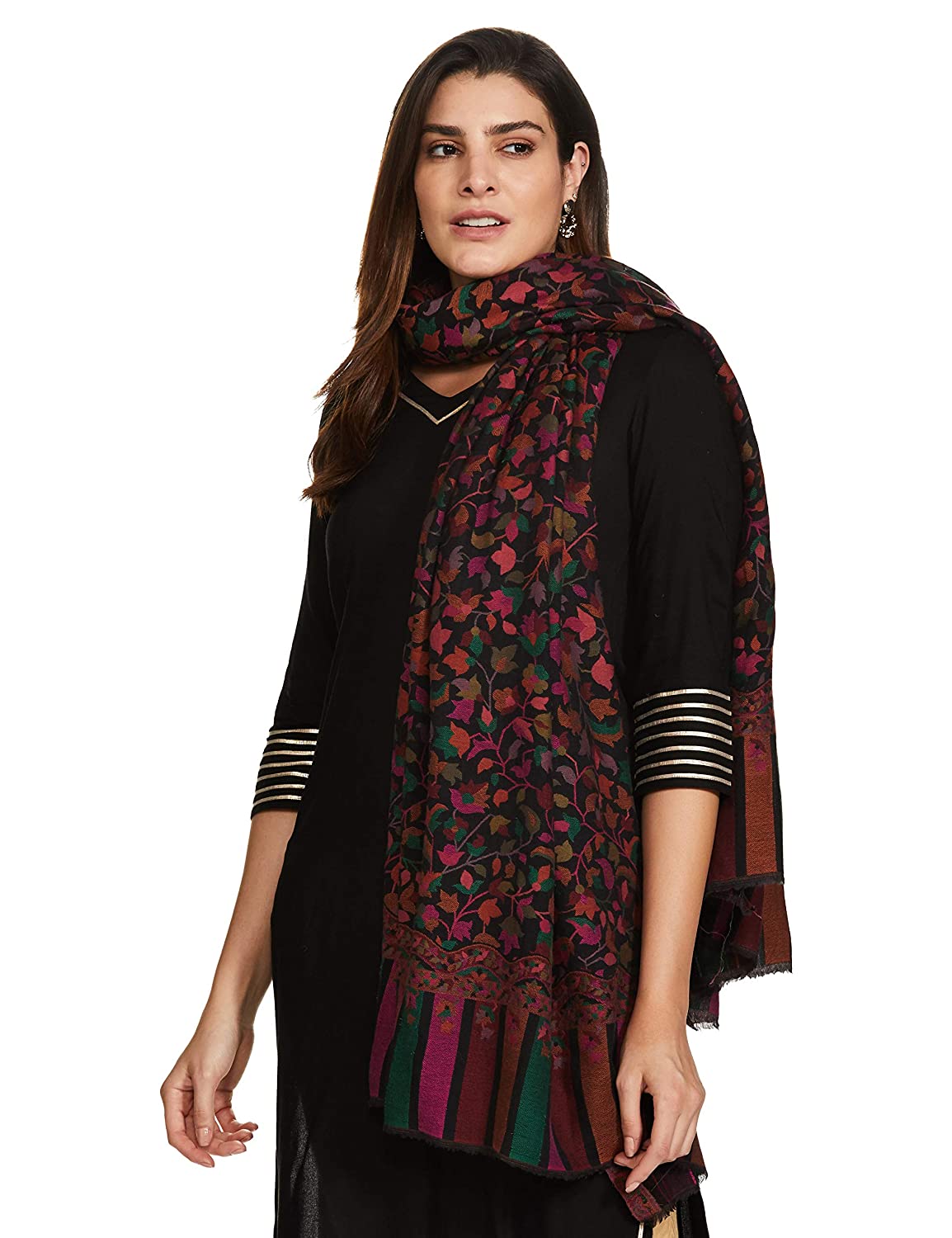 Pashtush India 100x200 Pashtush Womens Extra Fine Soft Kaani Weave Shawl, Fine Wool