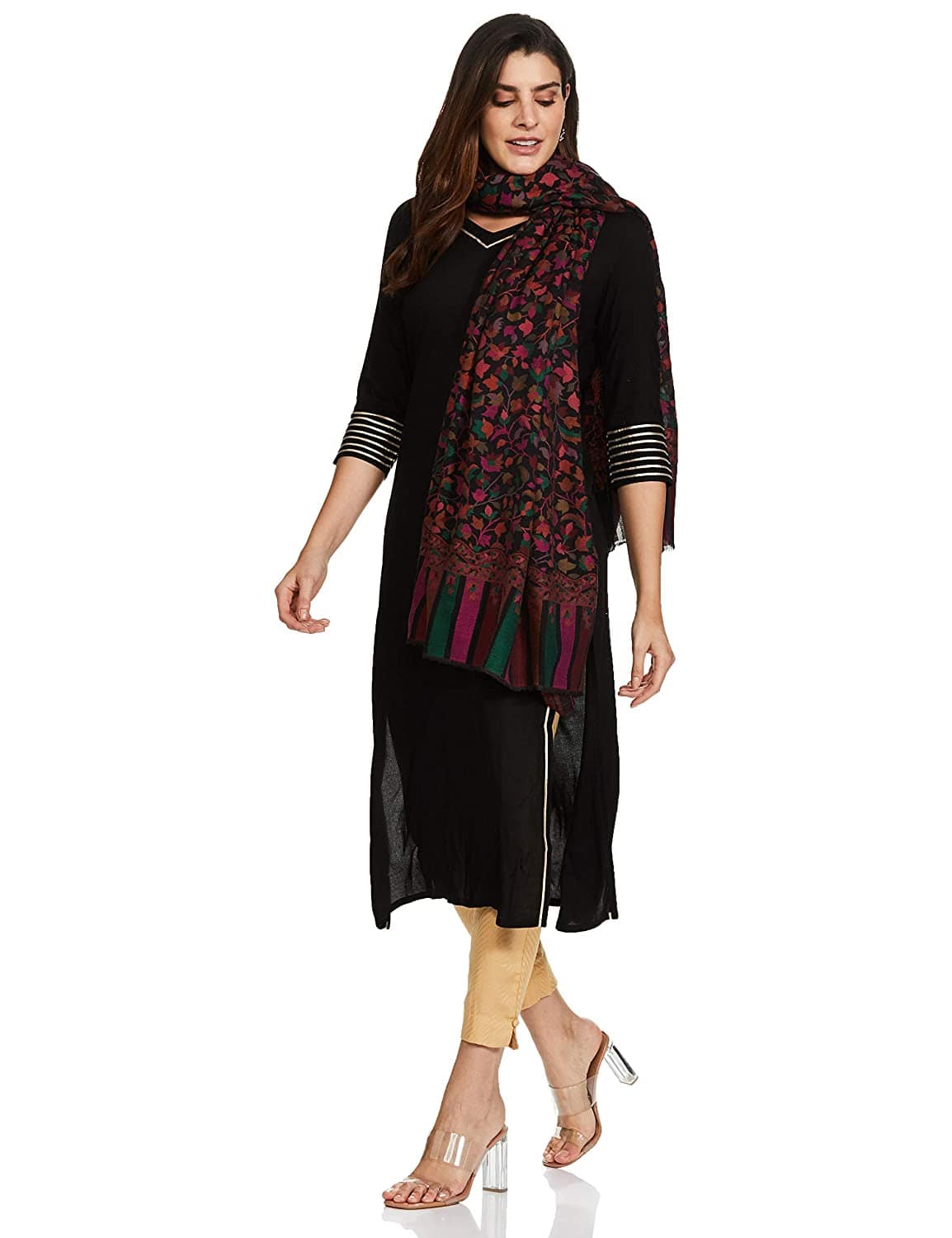 Pashtush India 100x200 Pashtush Womens Extra Fine Soft Kaani Weave Shawl, Fine Wool