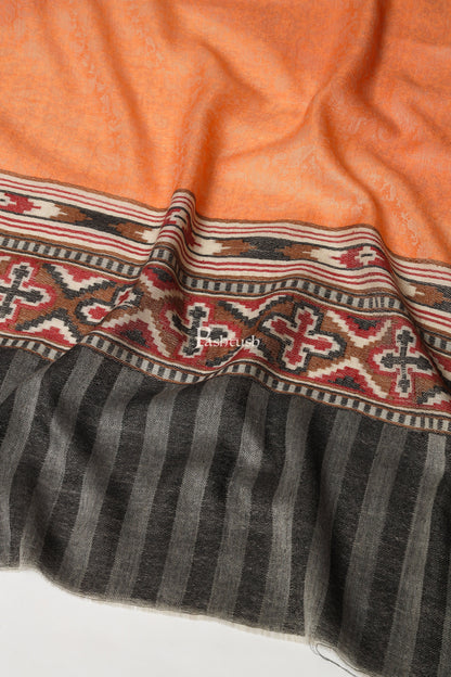 Pashtush India Womens Shawls Pashtush Womens Extra Fine Wool Shawl, Aztec Weave Design, Peach