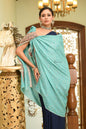 Pashtush India Womens Shawls Pashtush Womens Extra Fine Wool Shawl, Aztec Weave Palla Design, Arabic Sea Green