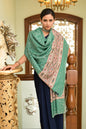 Pashwool Womens Shawls Pashtush Womens Extra Fine Wool Shawl, Aztec Weave Palla Design, Green