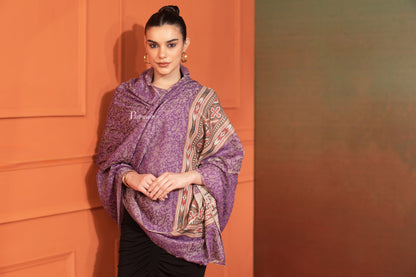 Pashtush India Womens Shawls Pashtush Womens Extra Fine Wool Shawl, Aztec Weave Palla Design, Purple