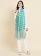 Pashtush India Womens Shawls Pashtush Womens Extra Fine Wool Shawl, Check Design, Seagreen
