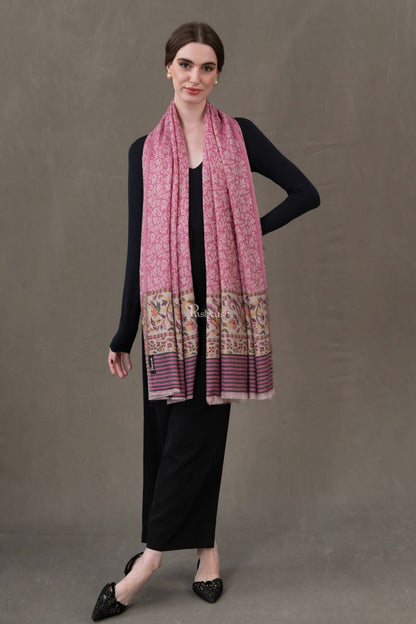 Pashtush India Womens Shawls Pashtush Womens Extra Fine Wool Shawl, Ethnic Wave Paisley Palla Design, Majenta
