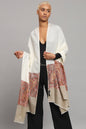 Pashtush India Womens Shawls Pashtush Womens Extra Fine Wool Shawl, Ethnic Woven Palla Design, Ivory