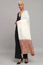 Pashtush India Womens Shawls Pashtush Womens Extra Fine Wool Shawl, Ethnic Woven Palla Design, Ivory