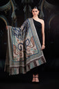 Pashtush India Womens Shawls Pashtush Womens Extra Fine Wool Shawl, Hand Embroidered Kalamkari Design, Coral Hues
