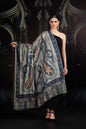 Pashtush India Womens Shawls Pashtush Womens Extra Fine Wool Shawl, Hand Embroidered Kalamkari Design, Teal Grace