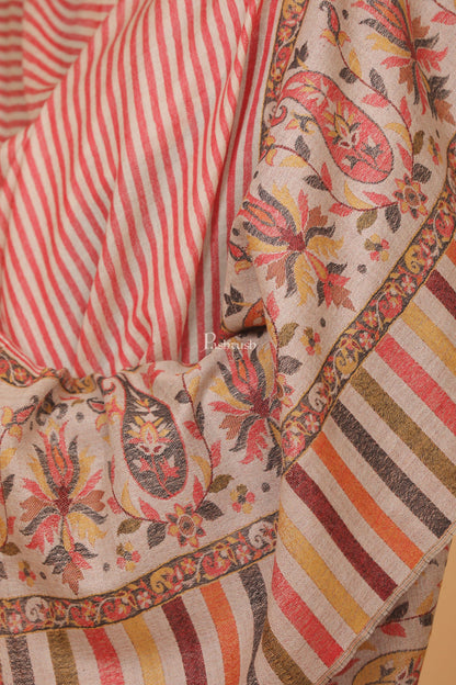 Pashtush India Womens Stoles and Scarves Scarf Pashtush womens Extra Fine Wool shawl, JACQUARD PALLA design, Red