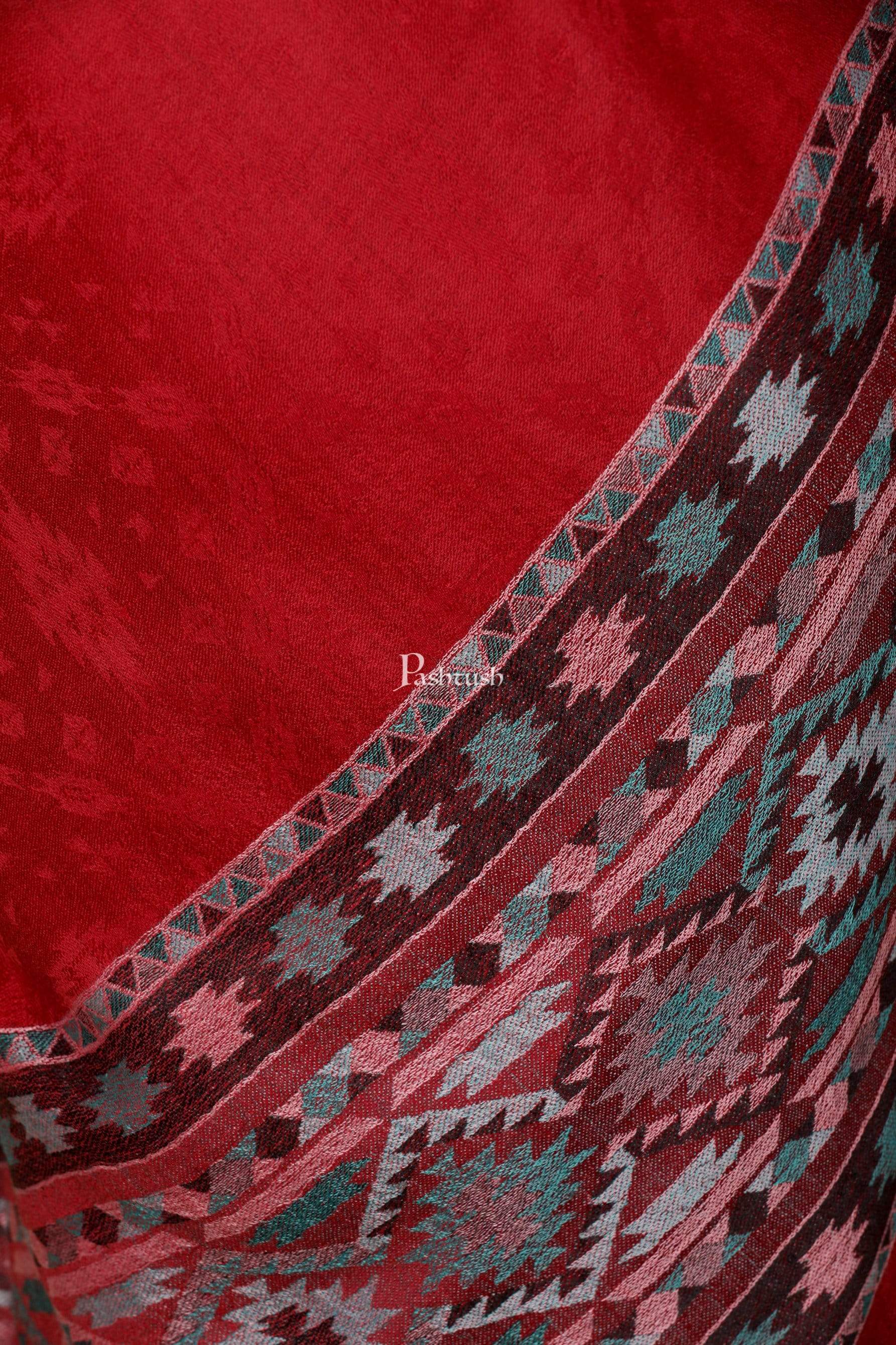Pashtush Shawl Store Shawl Pashtush Womens Extra Fine Wool Shawl, Jacquard, Soft, Warm and Ultra Light Weight