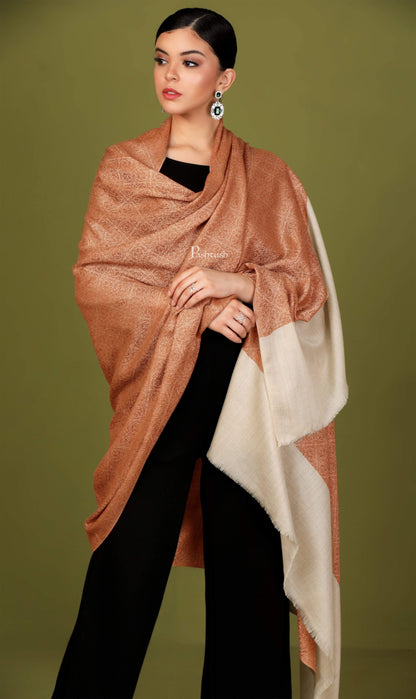 Pashtush India 114x228 Pashtush Womens Extra Fine Wool Shawl, Jacquard, Soft, Warm and Ultra Light Weight