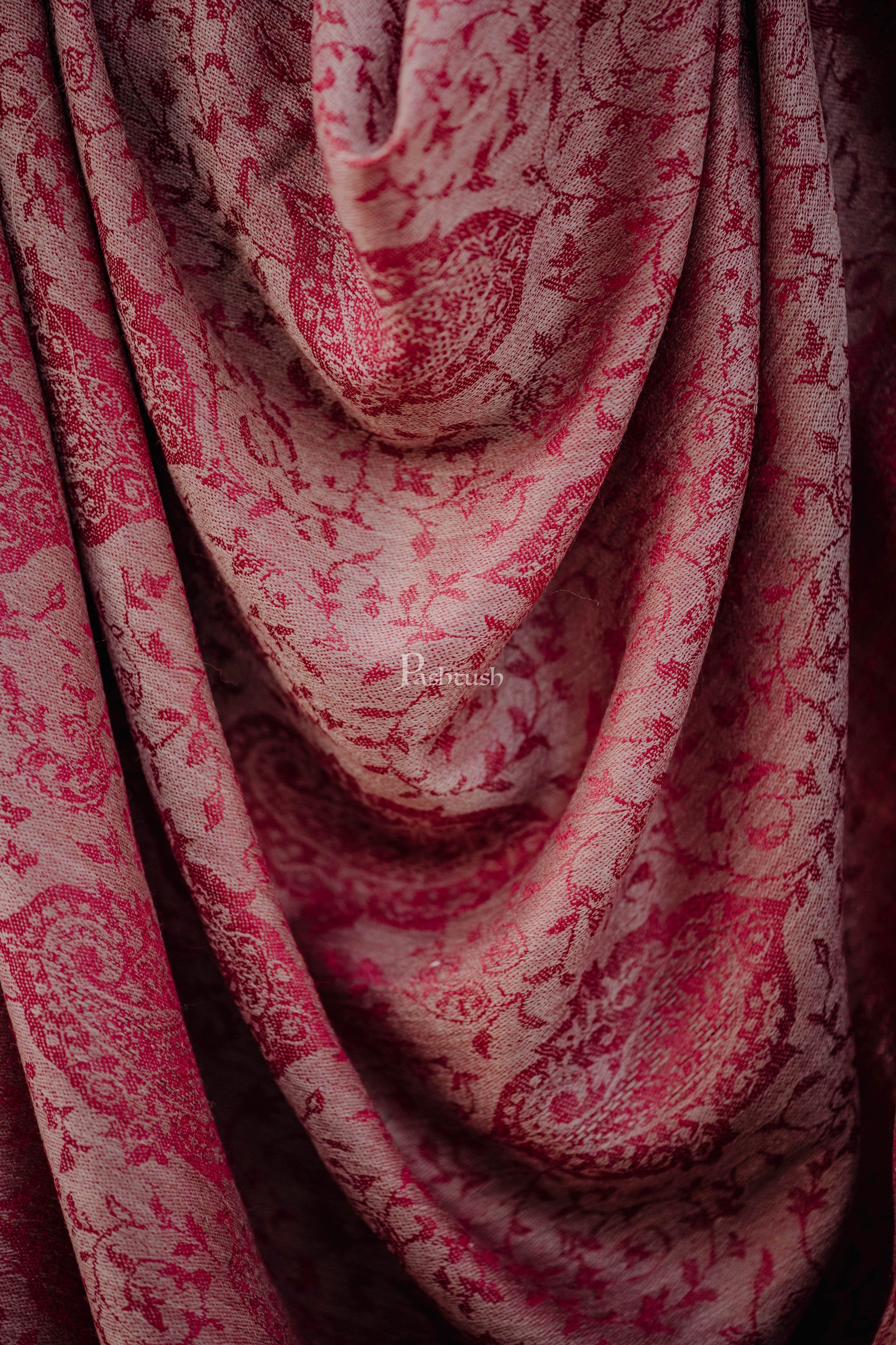 Pashtush India Womens Shawls Pashtush Womens Extra Fine Wool Shawl, Jacquard, Soft, Warm And Ultra Light Weight