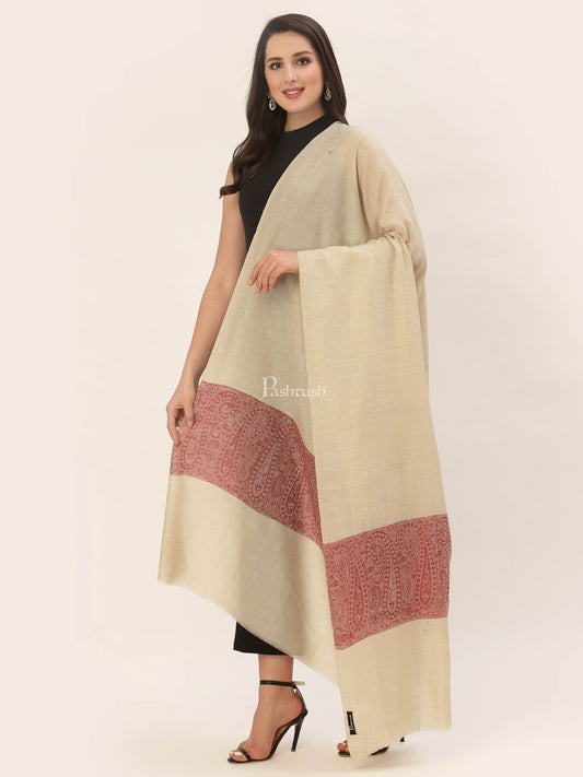 Pashtush India Womens Shawls Pashtush Womens Extra Fine Wool Shawl, Jacquard, Soft, Warm And Ultra Light Weight