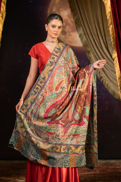 Pashtush India Womens Shawls Pashtush Womens Extra Fine Wool Shawl, Kalamkari Design, Multicolour