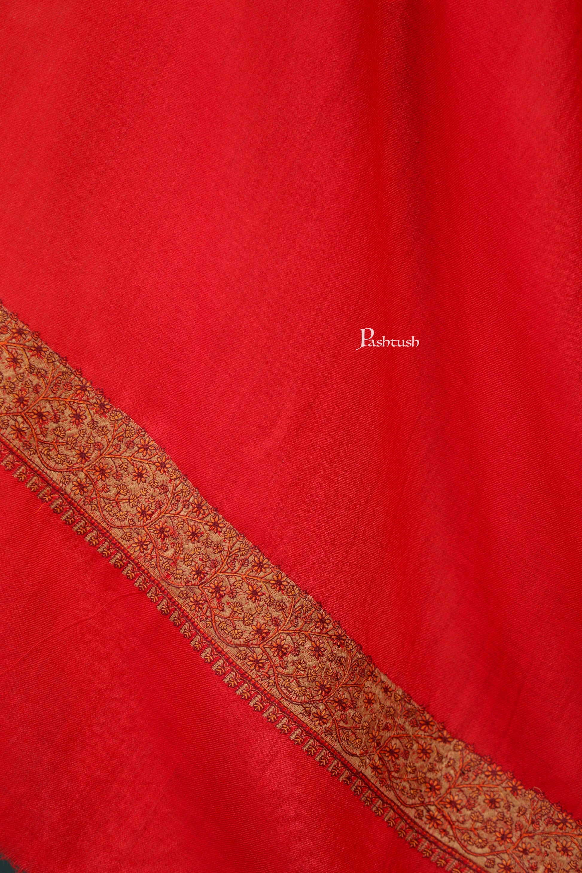 Pashtush India Womens Shawls Pashtush Womens Extra Fine Wool Shawl, Mutli Border Design, Red