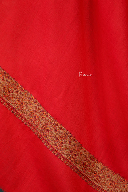 Pashtush India Womens Shawls Pashtush Womens Extra Fine Wool Shawl, Mutli Border Design, Red
