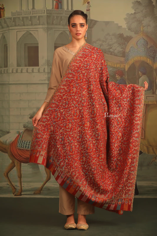 Pashtush India Womens Shawls Pashtush Womens Extra Fine Wool Shawl, Paisley Design, Maroon