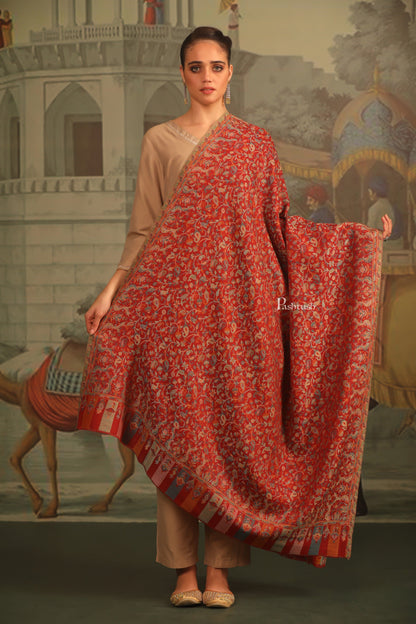 Pashtush India Womens Shawls Pashtush Womens Extra Fine Wool Shawl, Paisley Design, Maroon