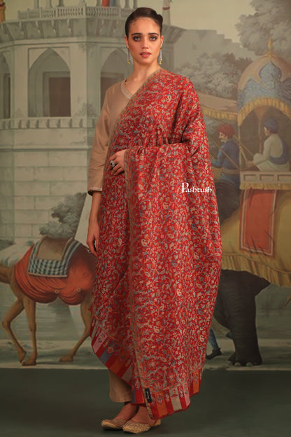 Pashtush India Womens Shawls Pashtush Womens Extra Fine Wool Shawl, Paisley Design, Maroon