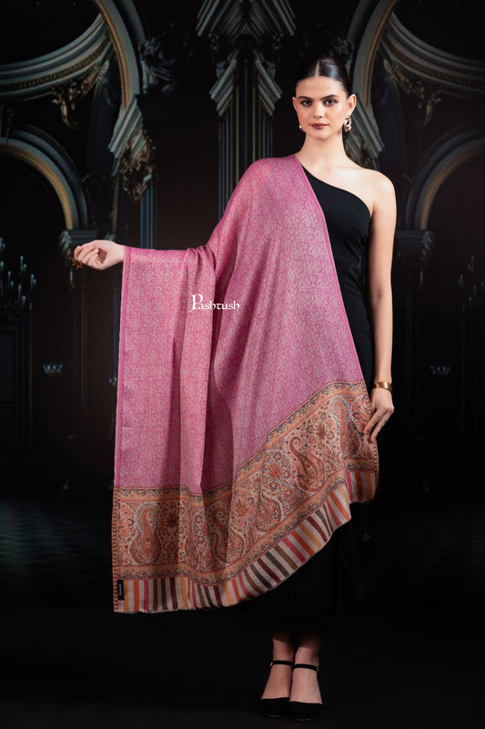 Pashtush India Womens Shawls Pashtush Womens Extra Fine Wool Shawl, Paisley Palla Design, Majenta